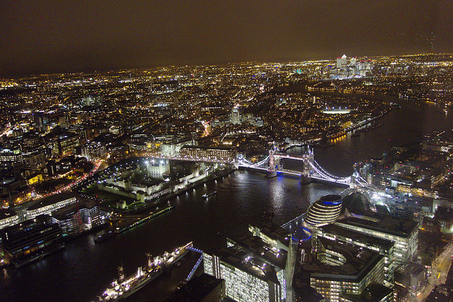 View from The Shard at Night - Tower Bridge
