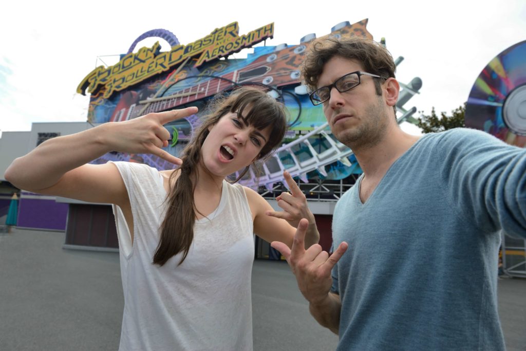 Couple at Rock n Roller coaster Disneyland Paris