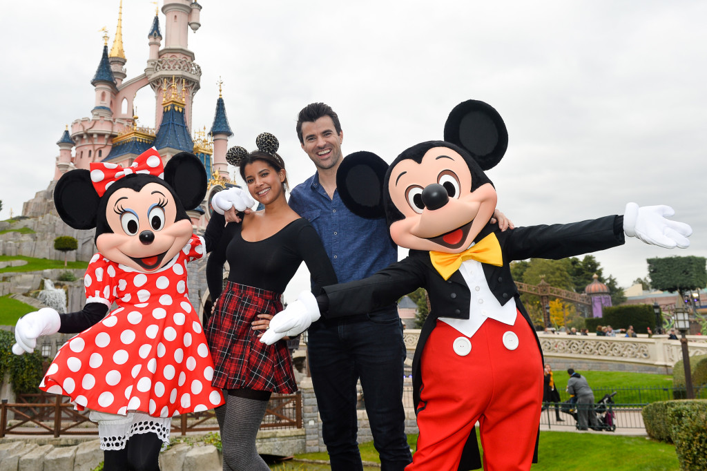 Steve Jones and Phylicia Jackson-Jones with Mickey and Minnie Mouse