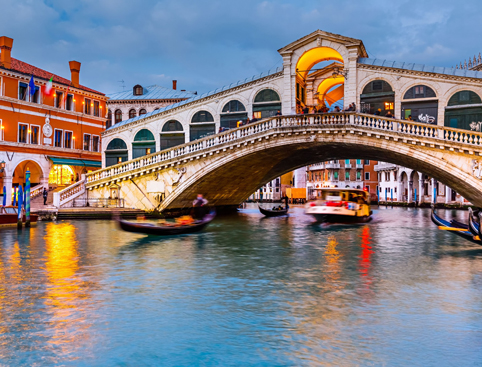Gondola Ride under Venice Bridge 