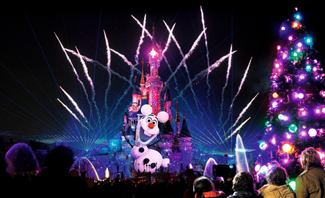 disneyland paris christmas 2014 olaf frozen fireworks