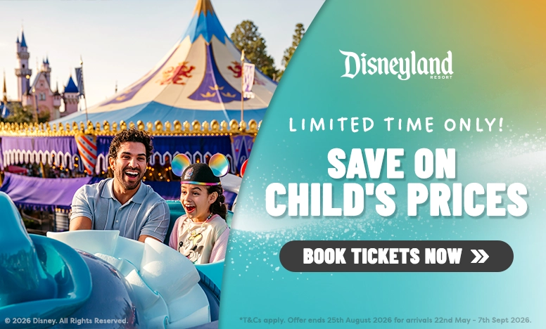 Save on child prices for a limited time only at Disneyland Resort in California with AttractionTix